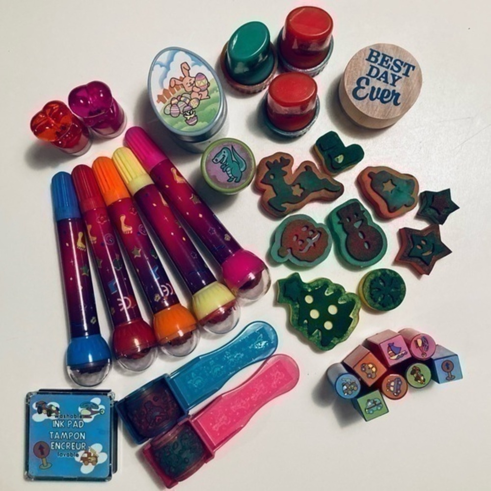 3/25$ Rubber and Foam Stamps, KidsToys, Set of 33.